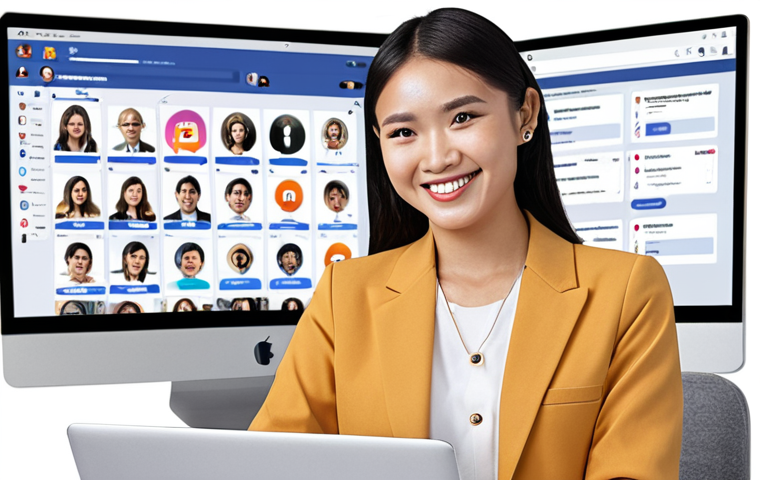 **

"Dynamic social media marketing professional surrounded by icons of popular platforms (Facebook, Instagram, TikTok), laptop displaying analytics dashboard, visual representation of networking (connecting dots), Vietnamese businesswoman smiling confidently, modern office setting, emphasizing career growth and opportunities."

**