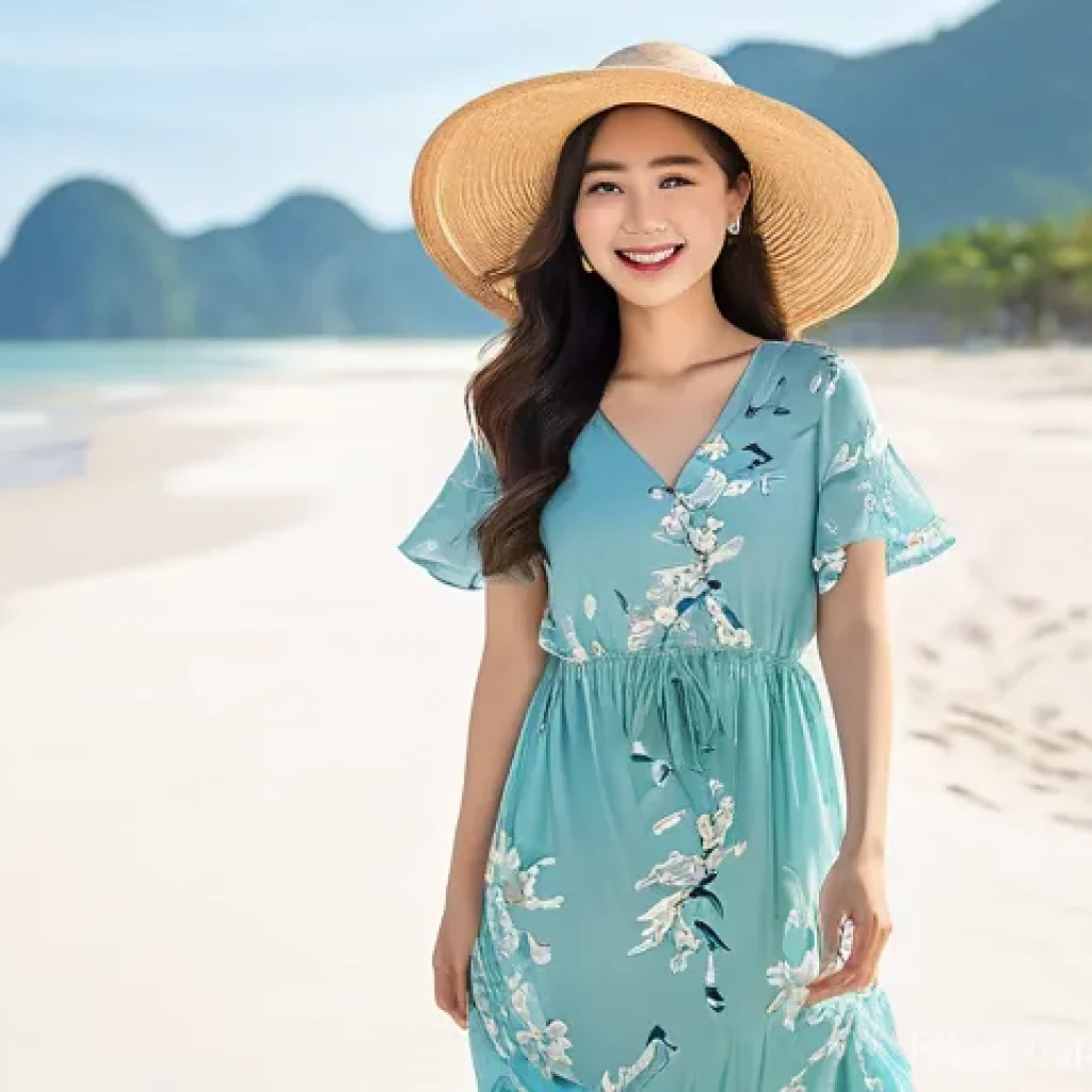 핀터레스트 마케팅 사례 - **Fashion/Lifestyle (Váy Maxi Đi Biển):**
    "A young Vietnamese woman, smiling genuinely, standing...