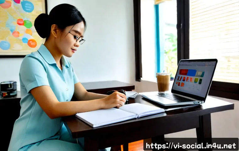 Home 17 소셜미디어마케팅 자격증 취득 팁 - Photorealistic Vietnamese young professional preparing for a social media marketing certification ex...
