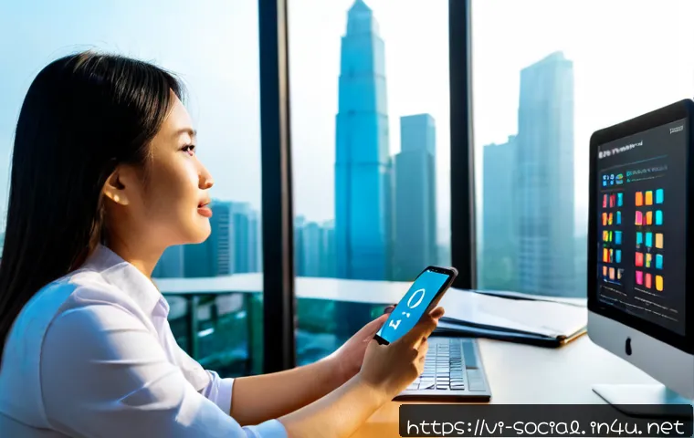 Home 17 소셜미디어마케팅의 미래 전망 - Photorealistic future social media marketing workspace in Ho Chi Minh City, Vietnam, a Vietnamese ma...